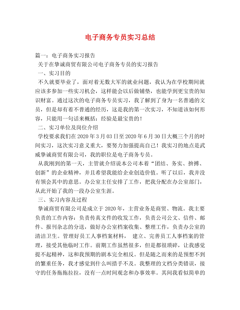 电子商务专员实习总结 _第1页