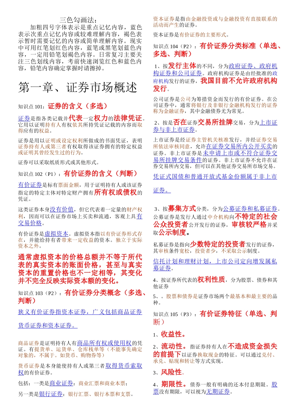 证券市场基础知识重点摘要精华版_第1页