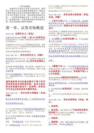 证券市场基础知识重点摘要精华版