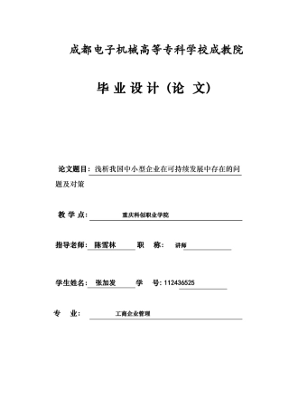 张加发 浅析我国中小型企业在可持续发展中存在的问题及对策(4) 2