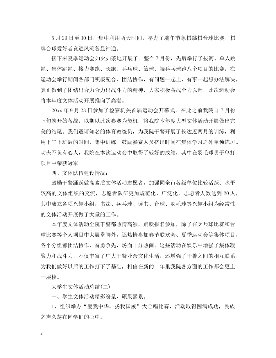 大学生文体活动总结5篇 _第2页