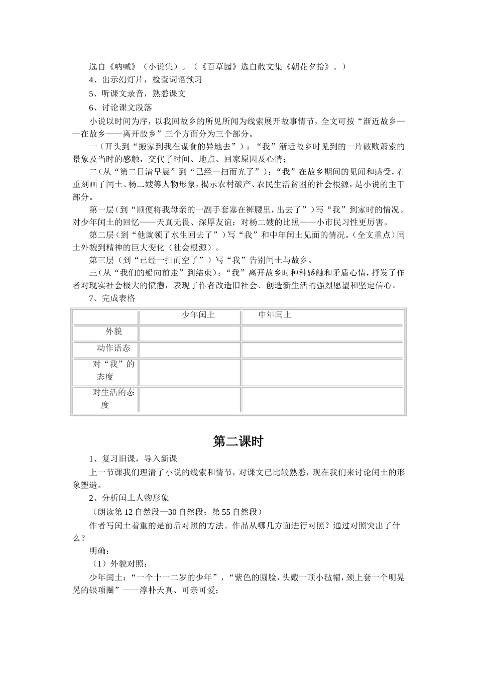 《故乡》教学设计_第2页