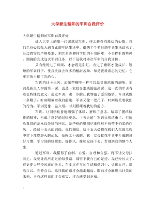 大学新生精彩的军训自我评价 