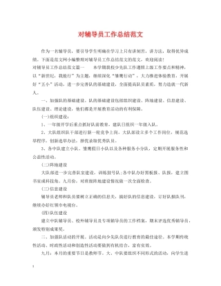 对辅导员工作总结范文 