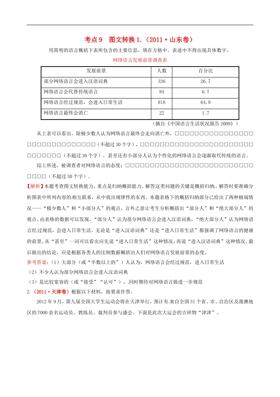 【三年经典】全国各地2010-2012年高考语文-分类考点汇总-图文转换试题-_第1页