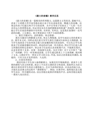 最大的麦穗—（教学反思）
