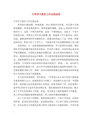 大学学习委员工作自我总结 