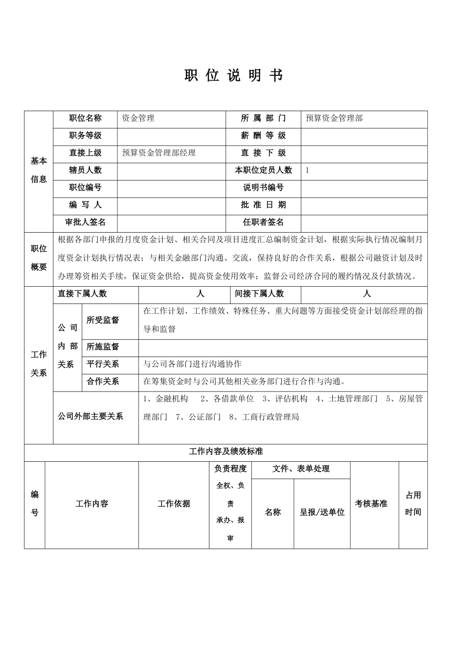 资金管理员职位说明书_第1页