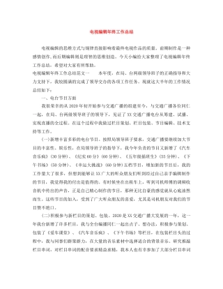 电视编辑年终工作总结 