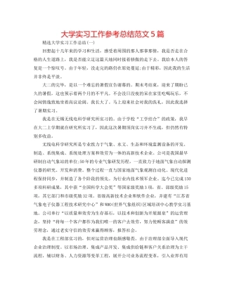 大学实习工作参考总结范文5篇