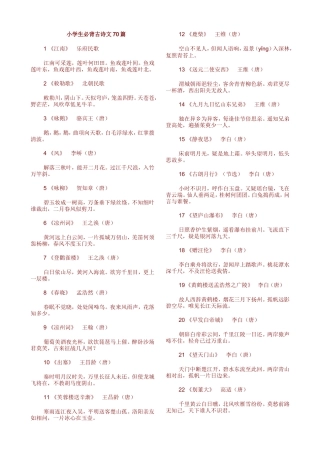 小学生必背古诗文70篇
