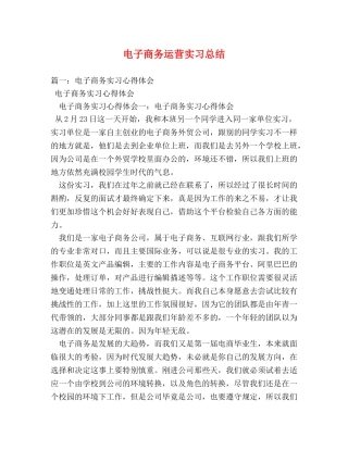 电子商务运营实习总结 