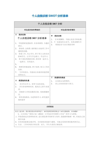 第一步骤所需文档：个人自我诊断SWOT分析表-(4)
