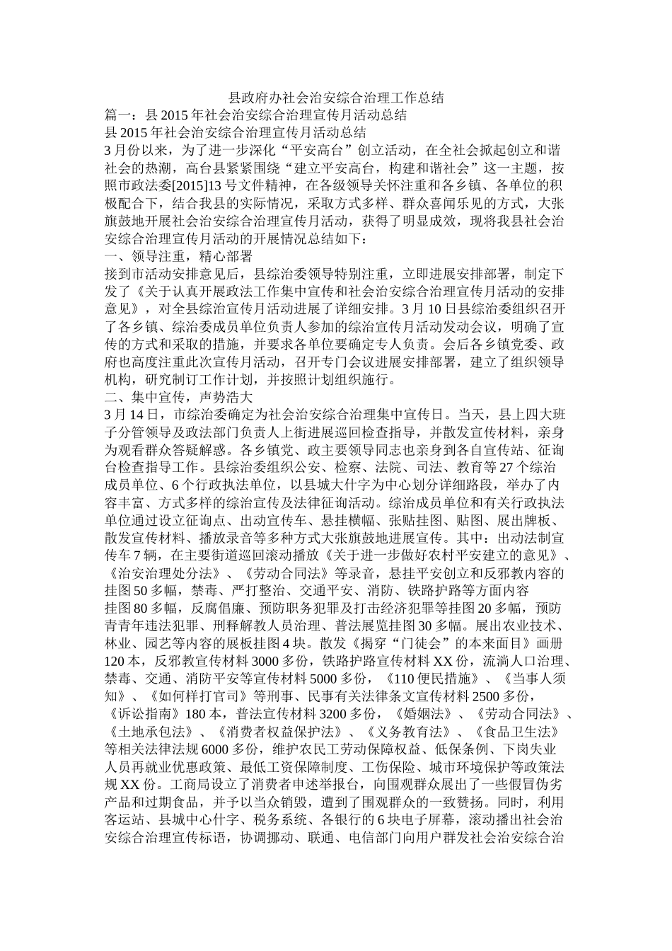 县政府办社会治安综合治理工作总结_第1页