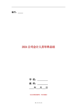 2024公司会计人员年终总结