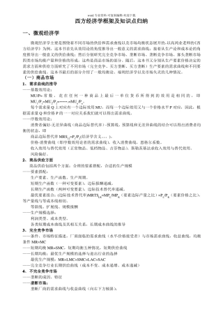 西方经济学框架及知识点归纳