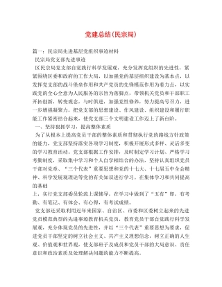 党建总结(民宗局) 