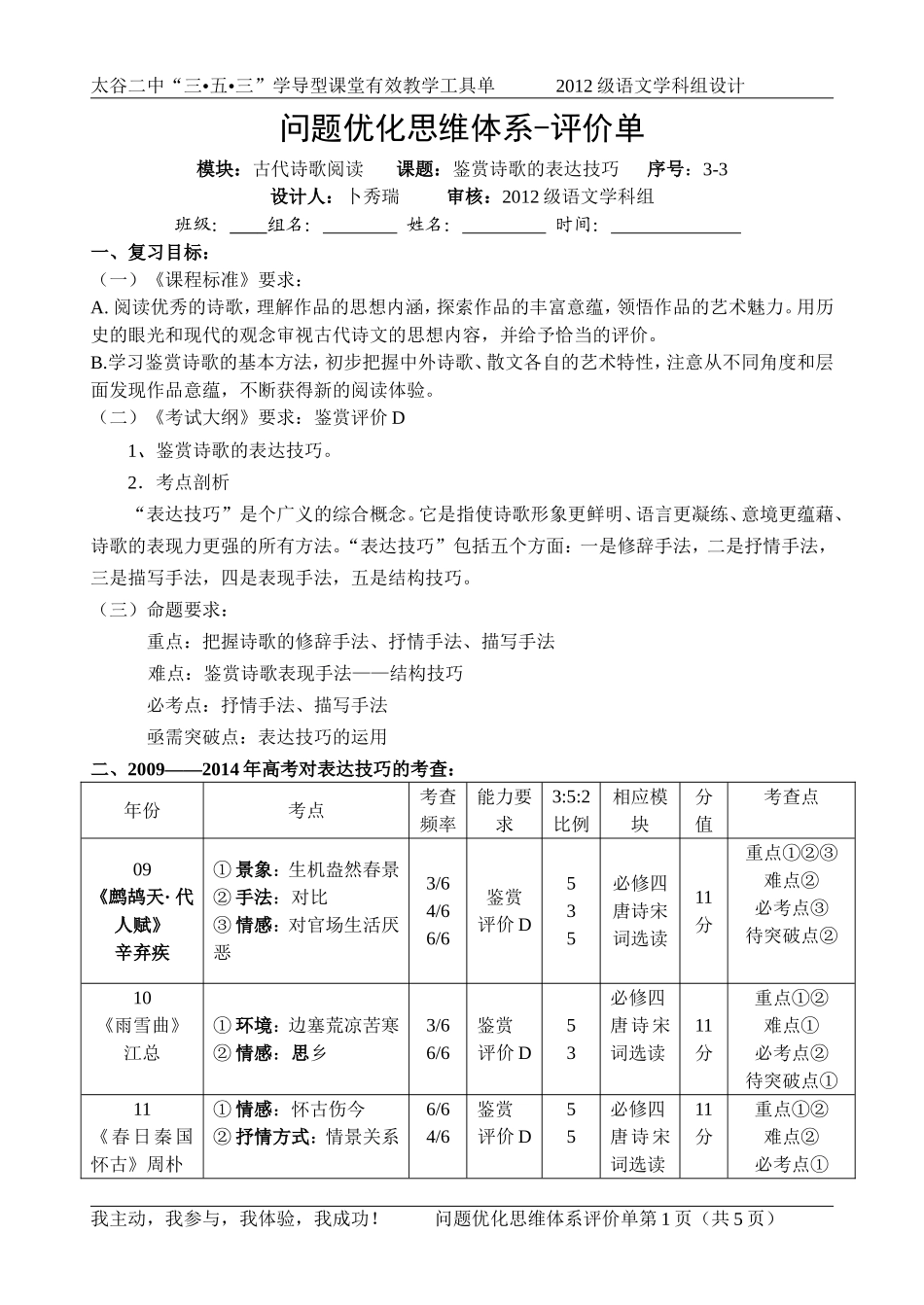 《表达技巧》问题优化思维体系评价单_第1页