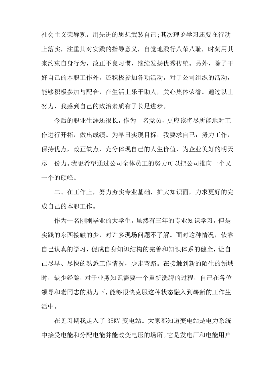 光伏员工试用期工作总结_第2页