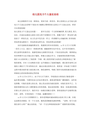 幼儿园见习个人鉴定总结