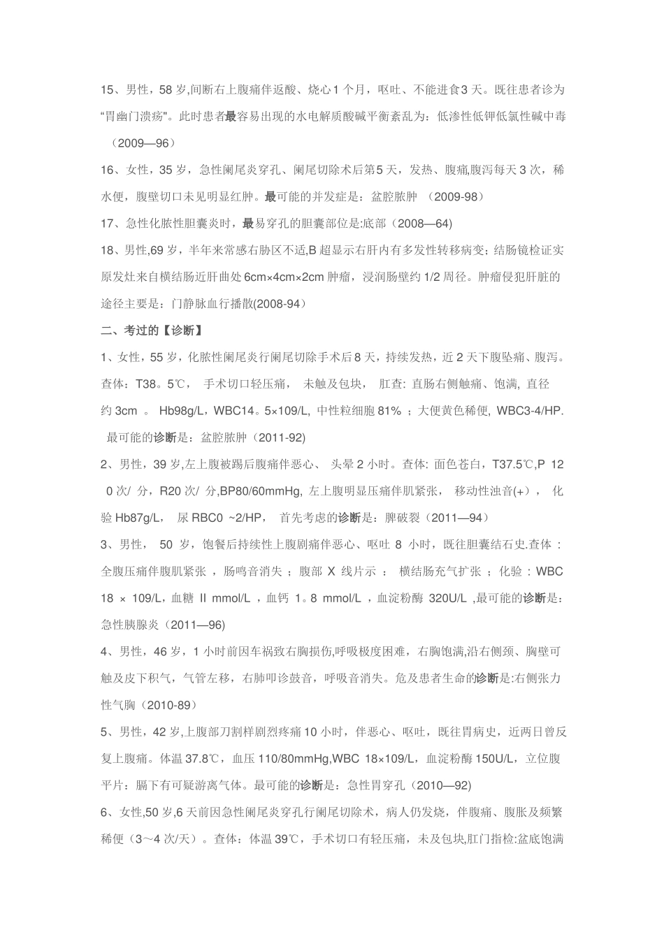 历年同等学力西医综合外科学命题规律_第2页