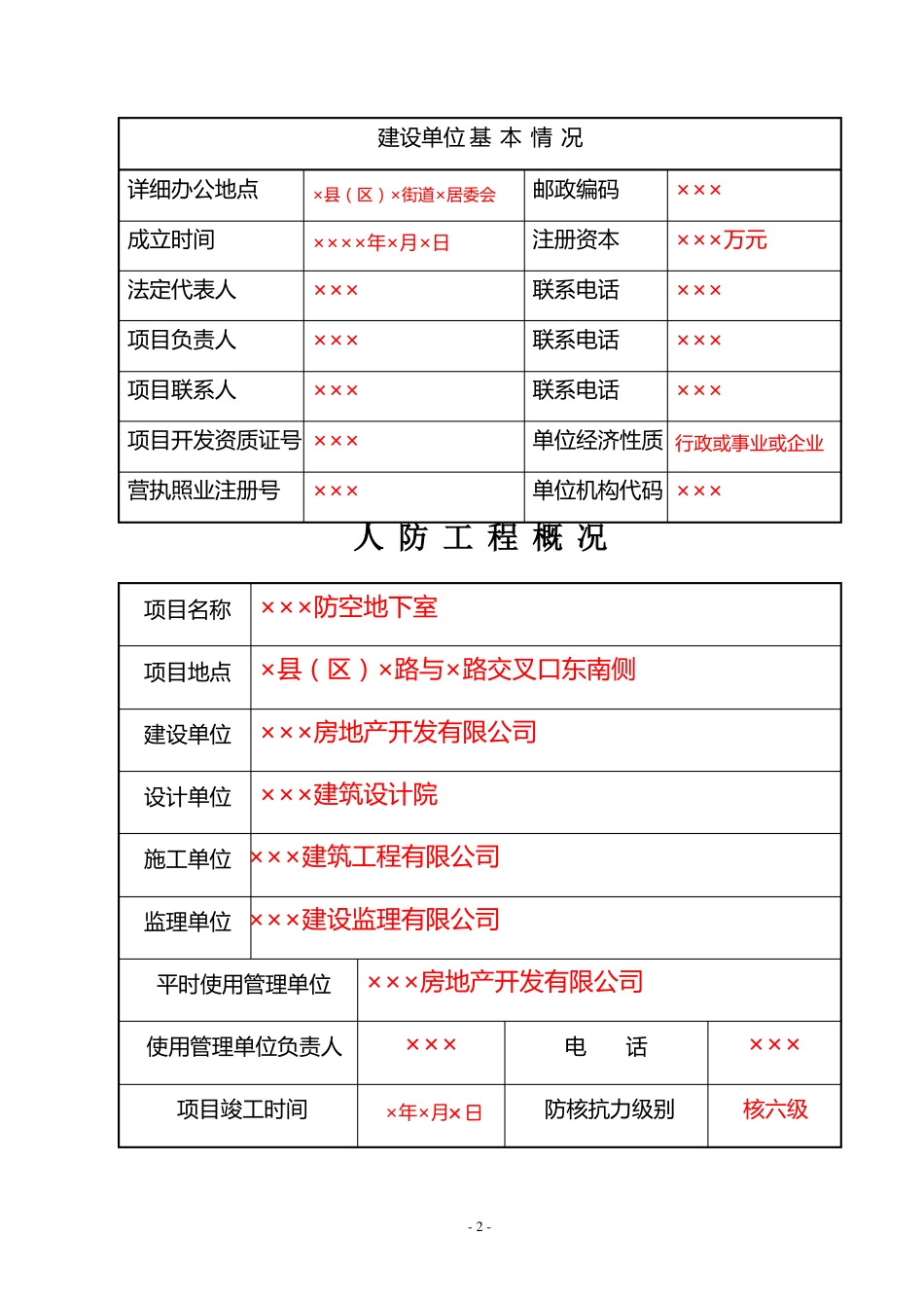 人防工程防护功能平战转换实施预案_第2页