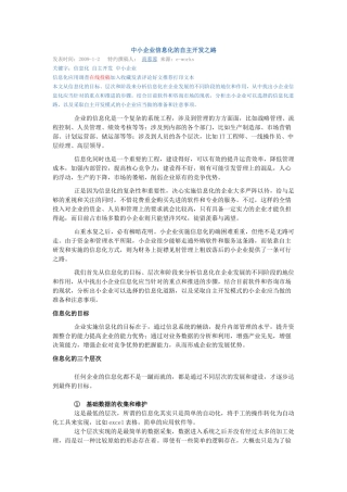 中小企业信息化的自主开发之路