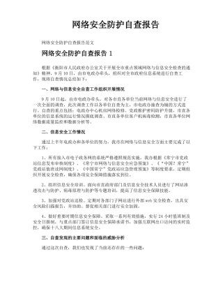 网络安全防护自查报告