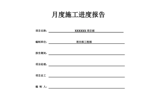 月度施工进度报告