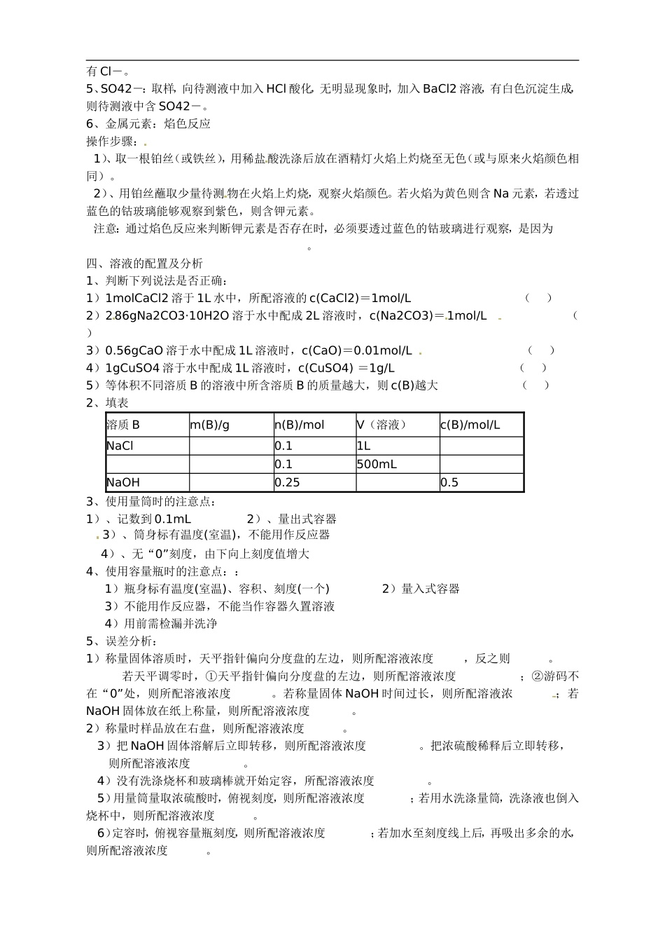 【名校联盟】江苏省盐城中学高一化学《研究物质的实验方法》练习-新人教版必修1_第2页
