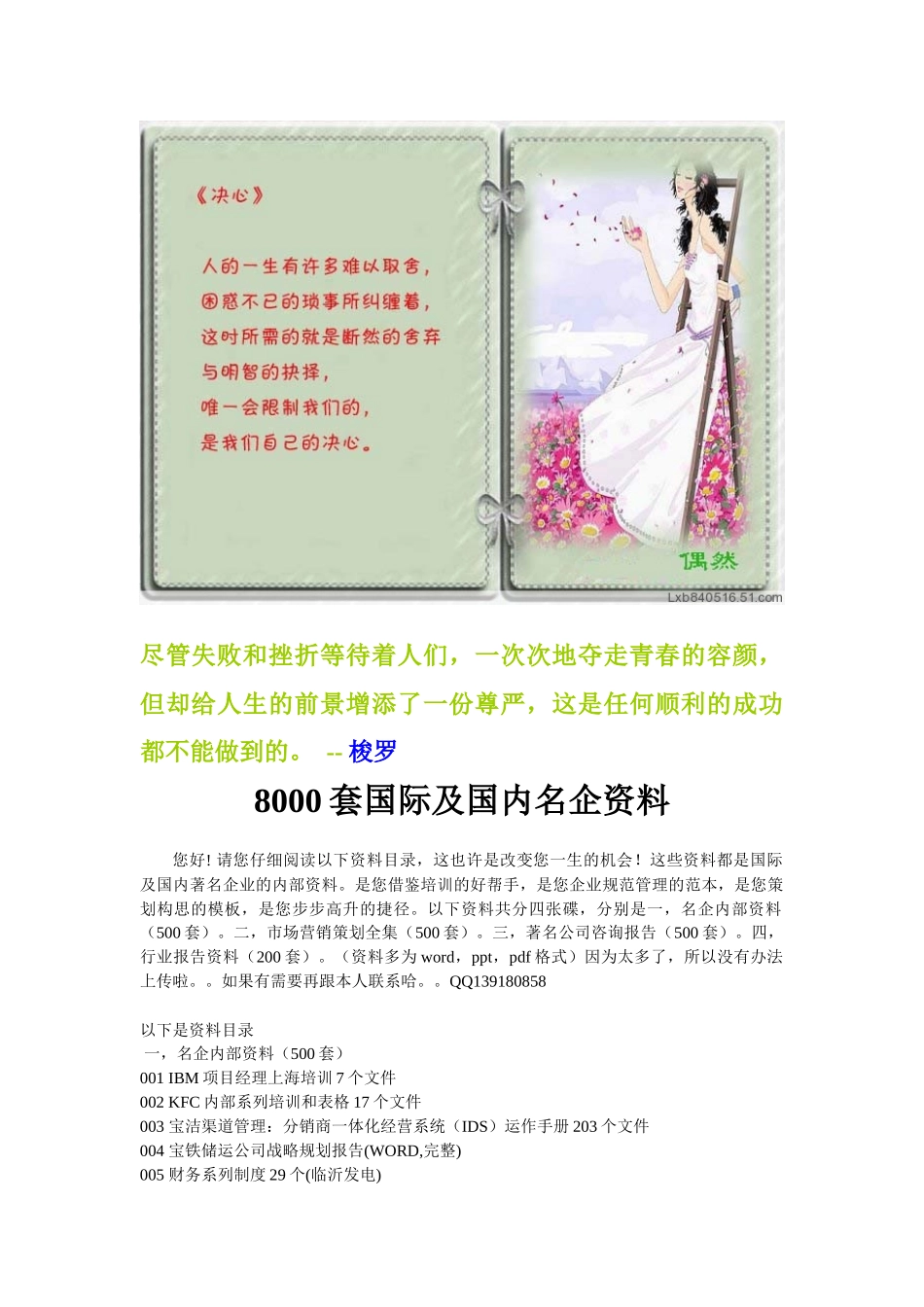 资料-强烈推荐现代知名企业管理文档8000集目录_第1页