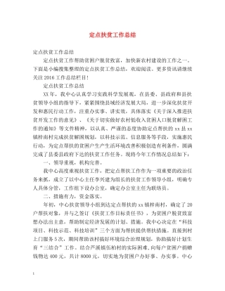 定点扶贫工作总结2 