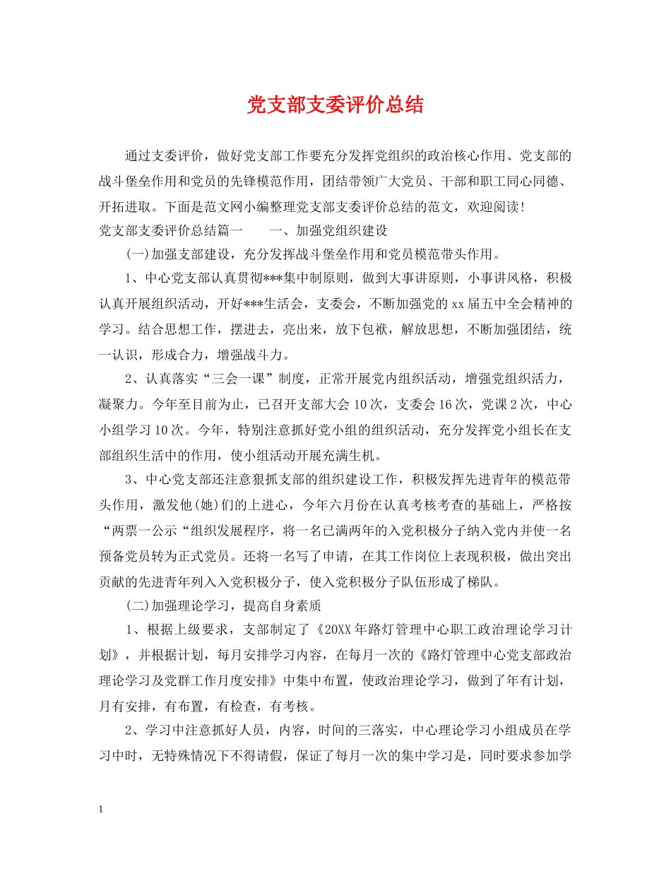 党支部支委评价总结 _第1页