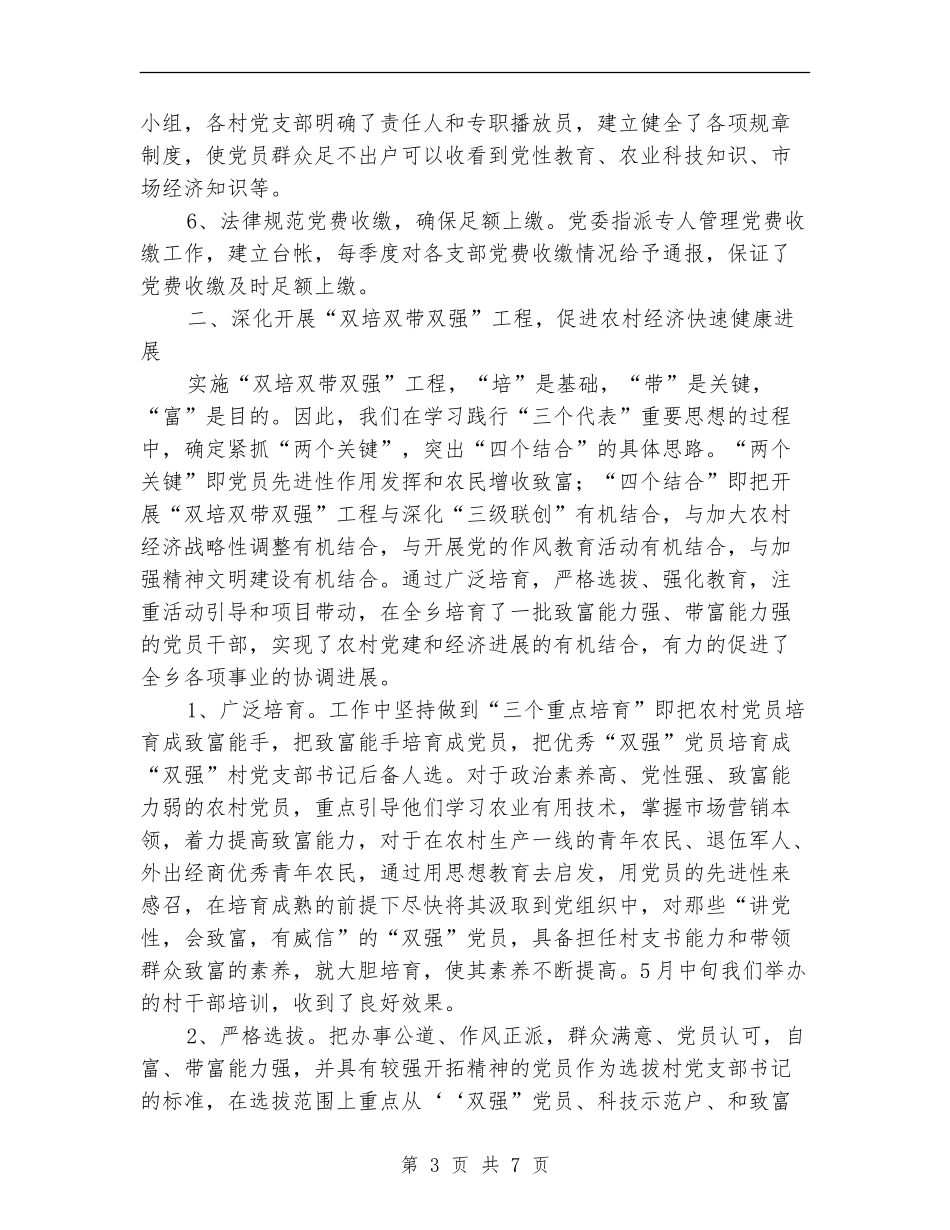 乡镇2024年上半年基层组织工作总结_第3页