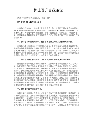 护士晋升自我鉴定