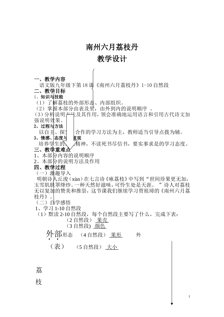 南州六月荔枝丹（教学设计）_第1页
