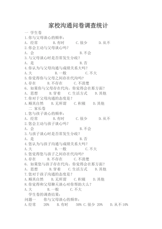 家校沟通问卷调查统计