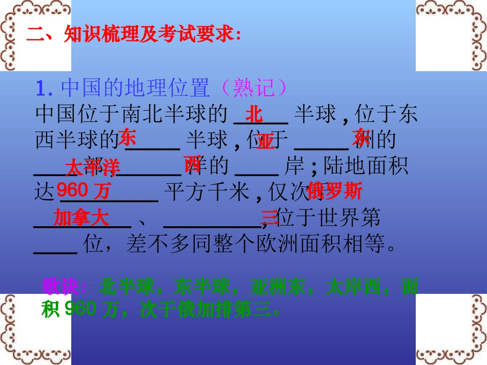 地理：商务星球版八年级上册第一单元国土和居民复习题（课件）_第3页