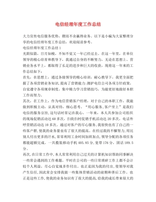电信经理年度工作总结 
