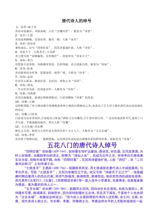 唐代诗人的绰号