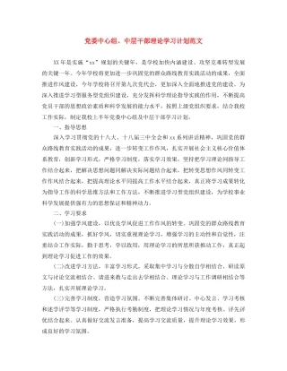 党委中心组、中层干部理论学习计划范文 