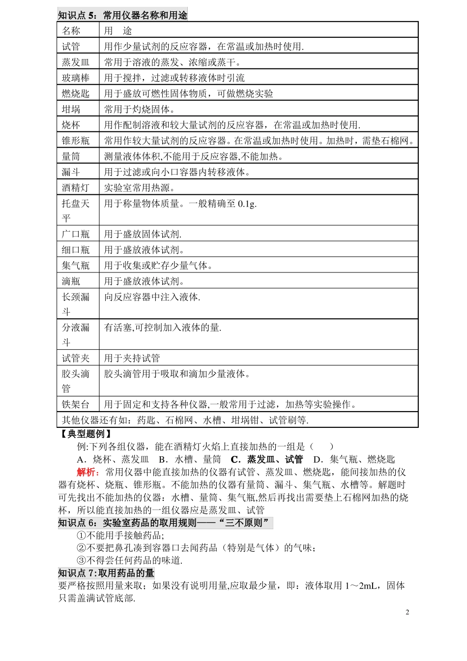 精品教案初中化学走进化学试验室_第2页