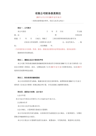 有限公司财务报表及管理知识分析附注