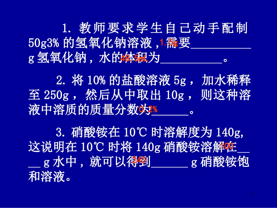 2011年中考化学溶液的计算复习课件_第2页