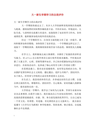 大一新生学期学习的自我评价2 