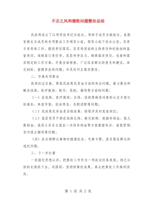 不正之风和腐败问题整治总结