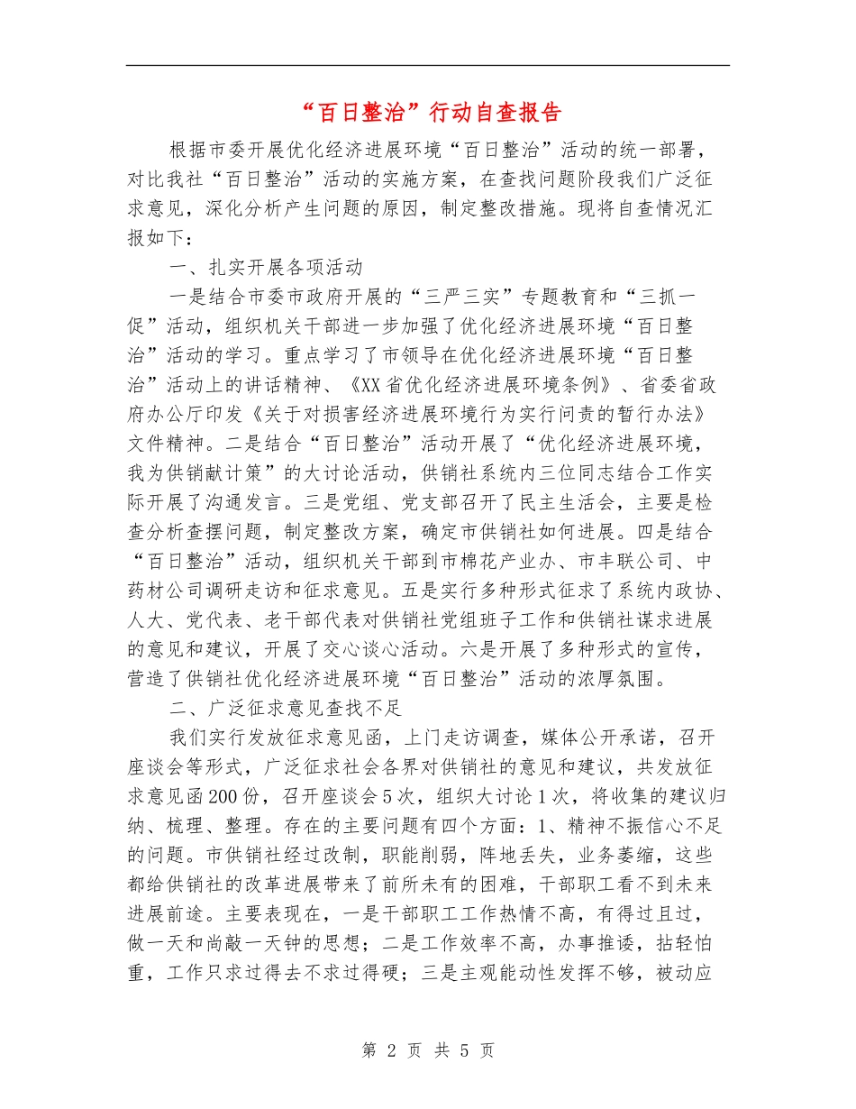 “百日整治”行动自查报告_第2页