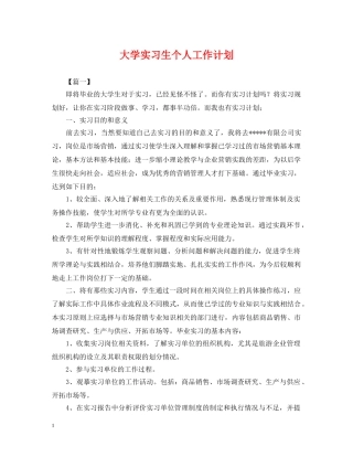 大学实习生个人工作计划 