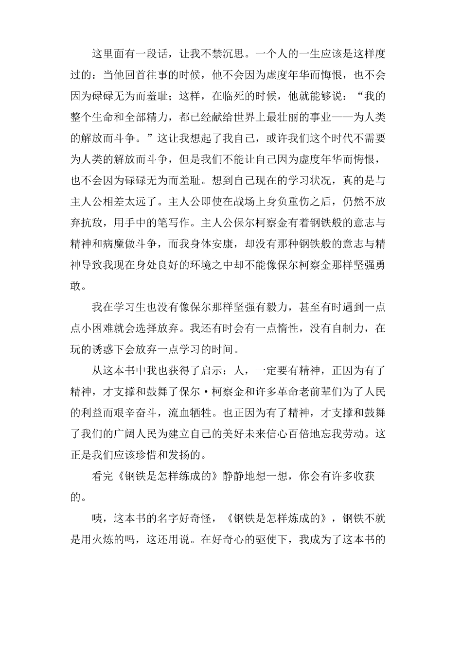 钢铁是怎样炼成的读后感通用8篇_第3页