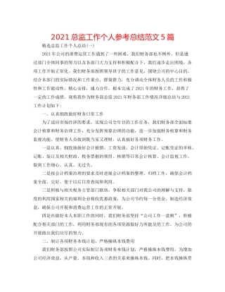 总监工作个人参考总结范文5篇